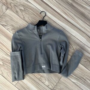 Large Bo + Tee Grey Half Zip Crop Top